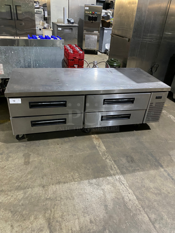 Asbury 4 Drawer Chef Base Refrigerated Equipment Stand! All Stainless Steel! On Casters! Model: MCCB-72 SN: BRRASCB710001 115V 60HZ 1 Phase