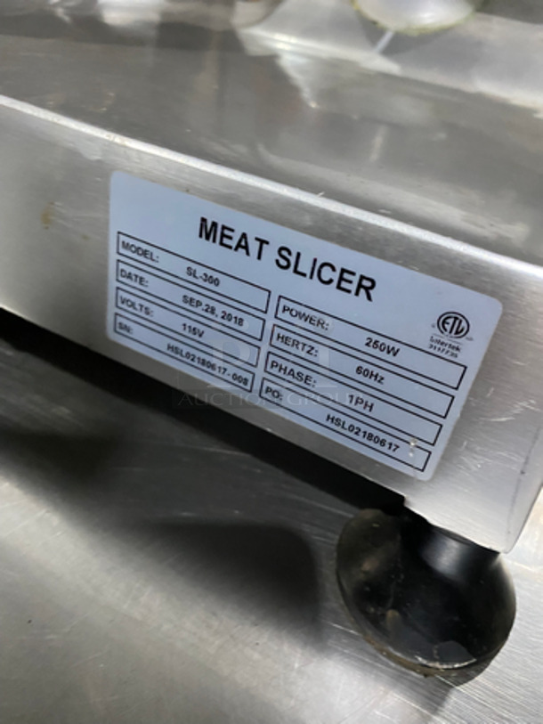 Commercial Countertop Meat/Deli Slicer! All Stainless Steel! Model: SL-300 SN: HSL02180617008 115V 60HZ 1 Phase - Image 7 of 9