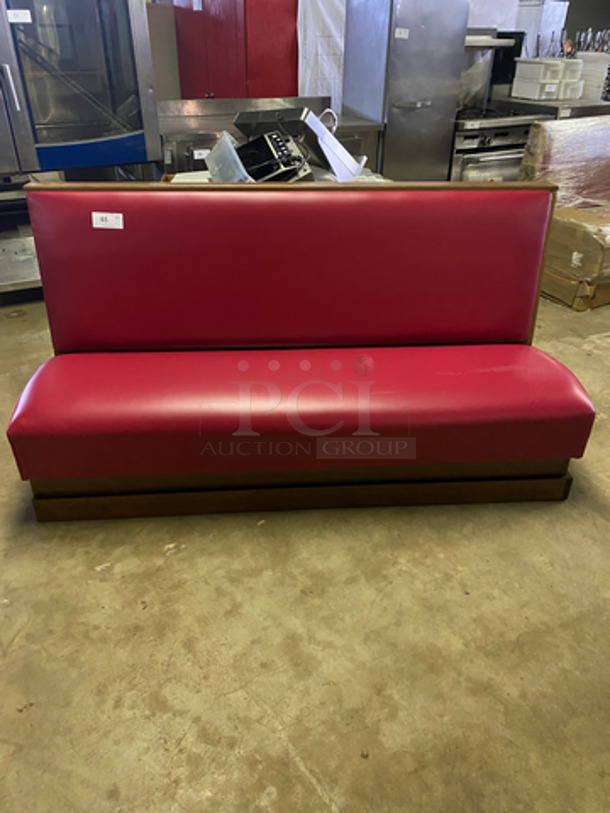 NEW! Single Sided Red Cushioned Booth Seat! With Wooden Outline! Perfect For Up Against The Wall! Can Be Connected To Any Of The Booths Listed!