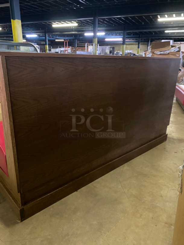 NEW! Single Sided Red Cushioned Booth Seat! With Wooden Outline! Perfect For Up Against The Wall! Can Be Connected To Any Of The Booths Listed! - Image 3 of 7