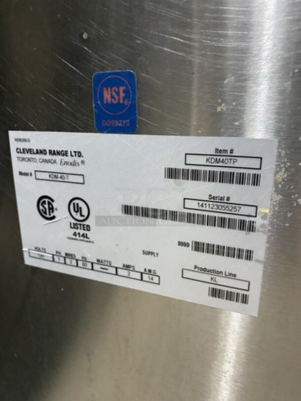 Nice! Late Model  Cleveland Tilted Soup Kettle! All Stainless Steel! Model KDM-40T Serial KDM40TP! On Legs!  - Image 9 of 10