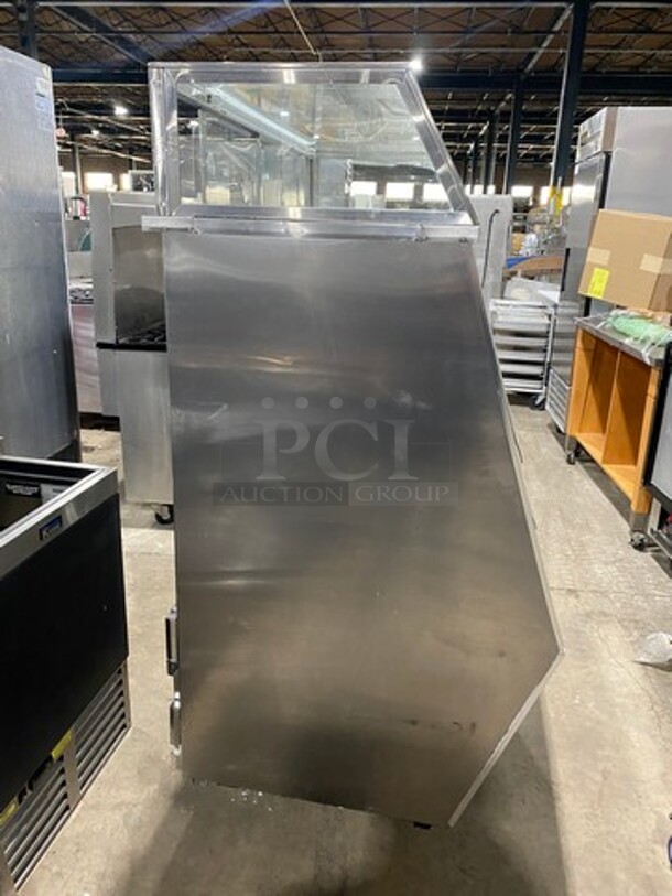 Cool Tech Commercial Refrigerated Deli Display Case Merchandiser! With Slanted Front Glass! With Sliding Rear Access Glass Doors! All Stainless Steel! Model: CMPH48SD SN: 113342 120V - Image 3 of 10