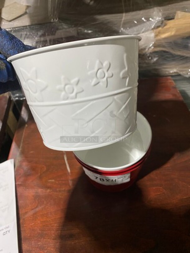 Edible Arrangements Round Metal Multi-Purpose Containers! Good For Decor/ Arrangements! 4x Your Bid! - Image 3 of 6