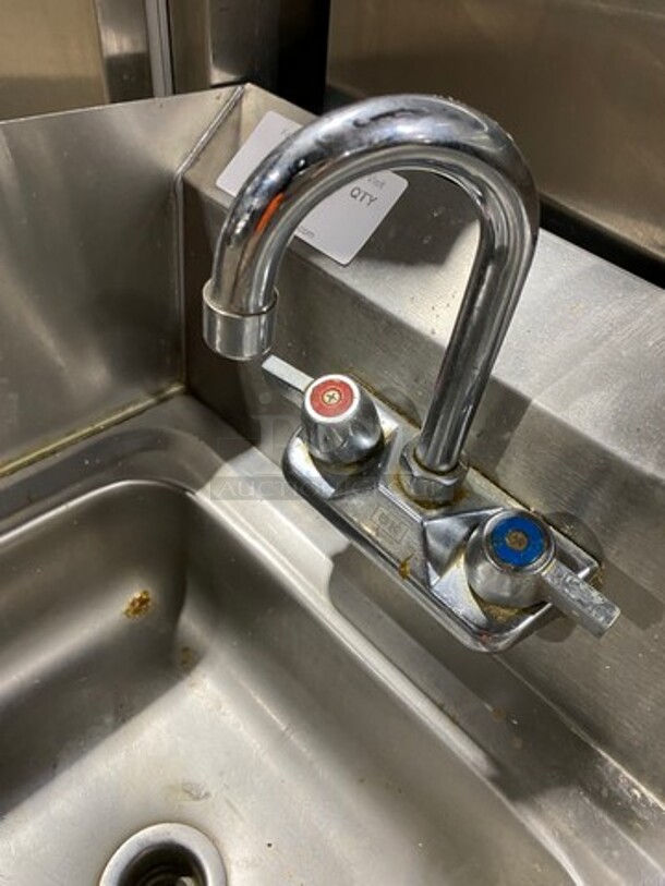 Commercial Hand Sink! With Back And Side Splashes! With Faucet And Handles! All Stainless Steel! - Image 6 of 7