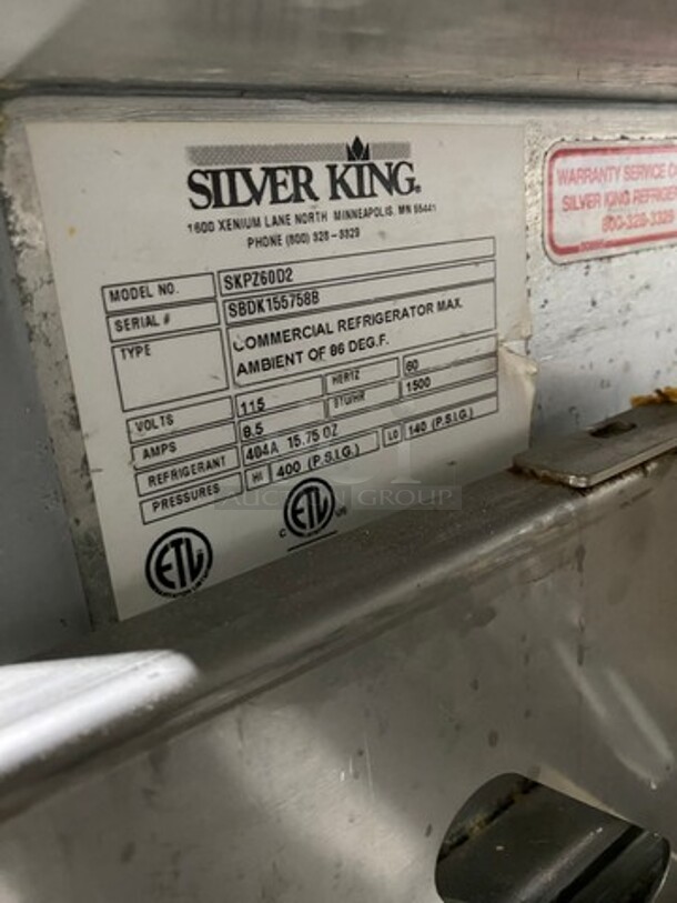 SILVER KING 4 Drawer Pizza Prep Table! Stainless Steel! On Commercial Casters! Model SKPZ60D2 Serial SBDK1557588 115V/60Hz 1Phase!  - Image 8 of 9