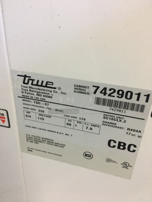 True Commercial Ice Cream Dipping Cabinet Merchandiser! With Sneeze Guard! With Flip Access Doors! Model: TDC-27 SN: 7429011 115V 60HZ 1 Phase - Image 6 of 7