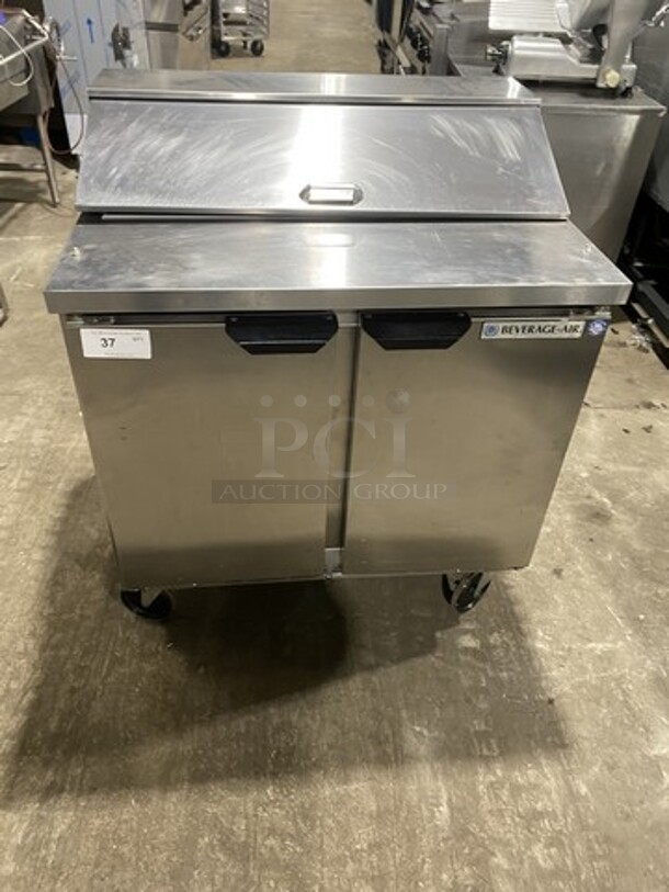 Beverage Air 36 Inch Sandwich Prep Table! Model SPE3610 Serial 10211900! 115V 1 Phase! On Casters!  - Image 1 of 9