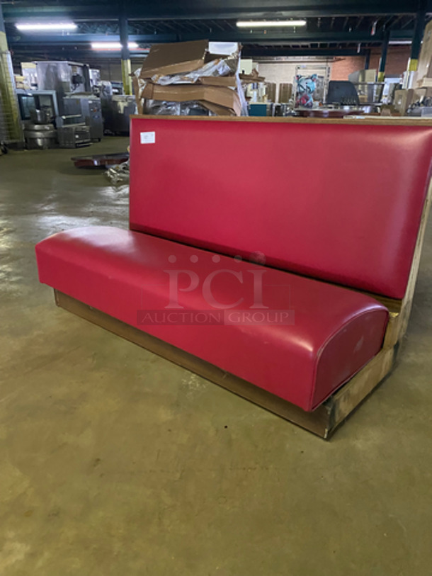 NEW! Single Sided Red Cushioned Booth Seat! With Wooden Outline! Perfect For Up Against The Wall! Can Be Connected To Any Of The Booths Listed!  - Image 7 of 7
