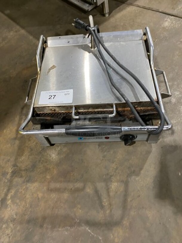 LATE MODEL! 2018 Eurodib Commercial Countertop Electric Powered Panini/Sandwich Press! With Ribbed Press! All Stainless Steel! Model: SFE02345120 SN: 2018061035 120V