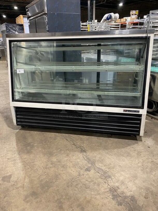 True Commercial Refrigerated Deli Display Case Merchandiser! With Slanted Front Glass! With Sliding Rear Access Glass Doors! Model: TSID723 SN: 4377737 115V 60HZ 1 Phase