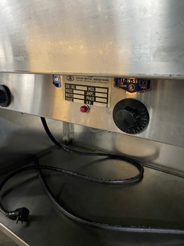 Atlas Metal Commercial Electric Powered 3 Well Steam Table! With Sneeze Guard! With Storage Space Underneath! All Stainless Steel! On Casters! WORKING WHEN REMOVED! Model: WIHDM3 SN: 338589 208V 1 Phase - Image 8 of 10