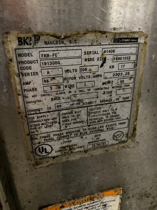 BKI Commercial Electric Powered Pressure Fryer! With Frying Basket! All Stainless Steel! On Casters! Model: FKMFC 208V 60HZ 3 Phase - Image 9 of 10