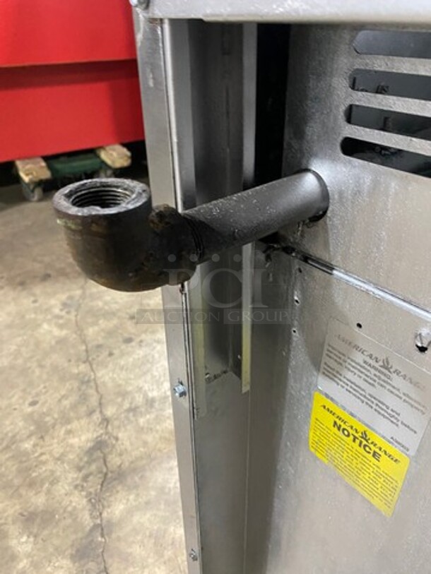 American Range Commercial Natural Gas Powered 4 Burner Stove! With Raised Back Splash! With Oven Underneath! All Stainless Steel! On Legs! - Image 9 of 9