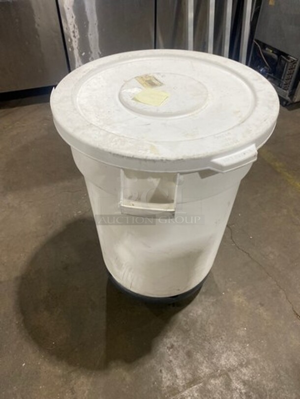 Bakers Mark White Poly Bulk Ingredient Bin! With Lid! On Dolly! - Image 2 of 5