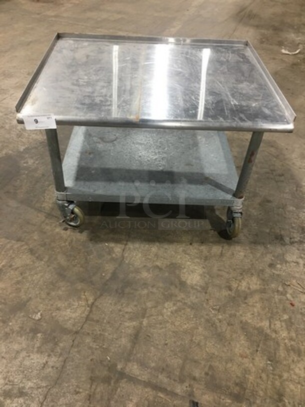 Solid Stainless Steel Work Top/ Prep Table! With Back And Side Splashes! With Storage Space Underneath! On Casters!