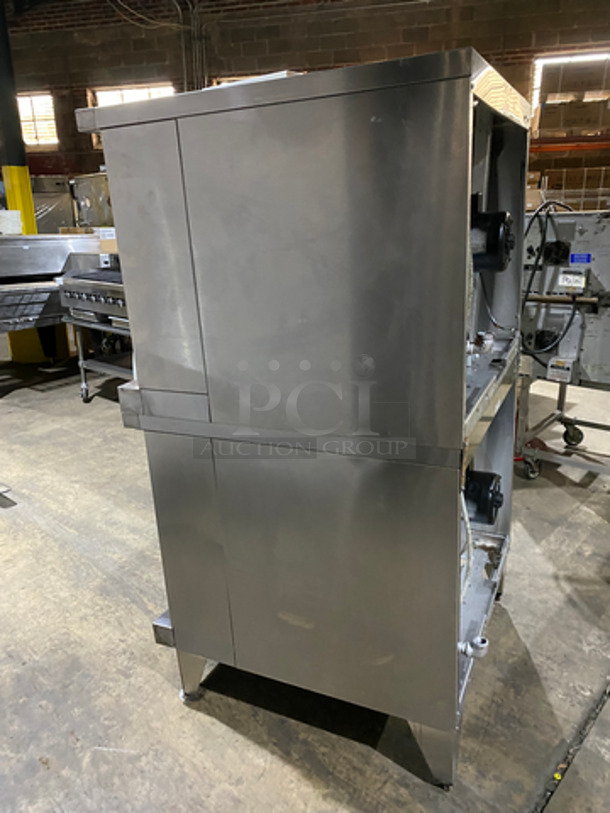 NICE! Franklin Commercial Double Deck Natural Gas Powered Convection Oven! With Metal Oven Racks! With 1 View Through Door & 1 Solid Door! All Stainless Steel! On Legs! 2x Your Bid! - Image 2 of 8