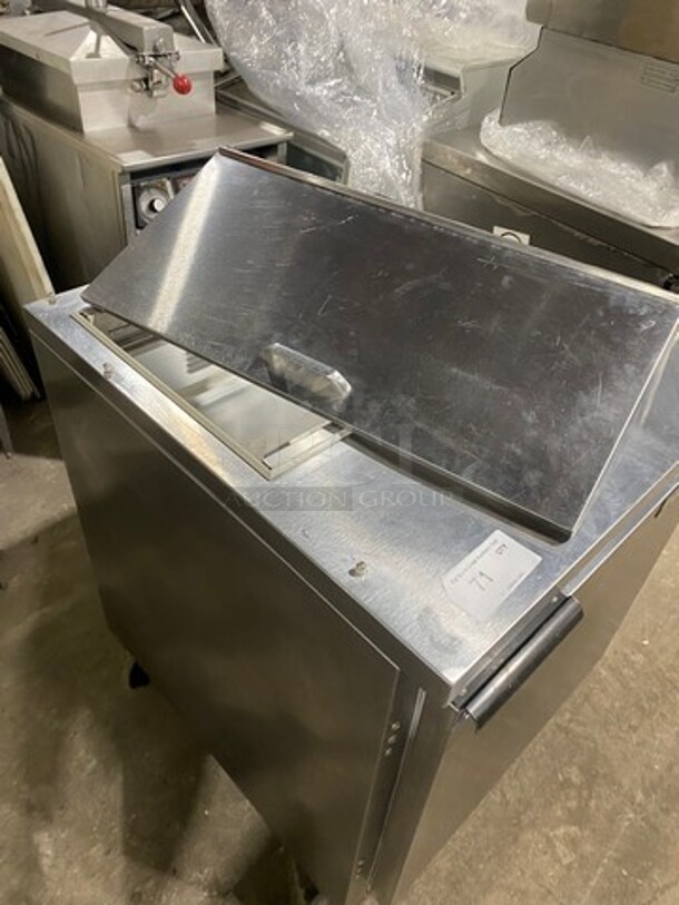 Beverage Air Commercial Refrigerated Sandwich Prep Table! With Single Door Storage Space Underneath! All Stainless Steel! On Casters! Model: SP27 115V 60HZ 1 Phase - Image 4 of 9