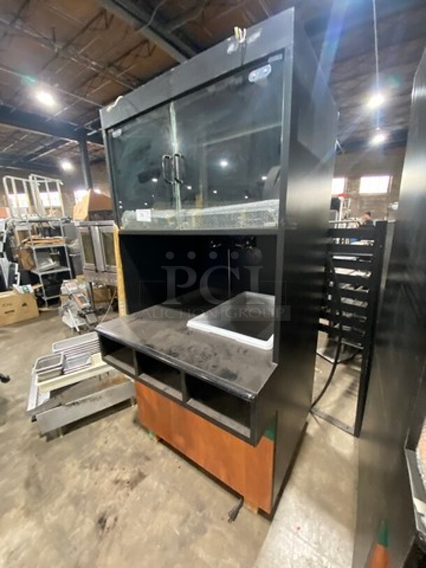 Structural Concepts Bakery Goods/Food Display Case Merchandiser! Commercial Work Top/ Prep Station! With Overhead Cabinet! With Food Pan Cut Out! 3 Small Compartment Storage! With Legs! - Image 7 of 7