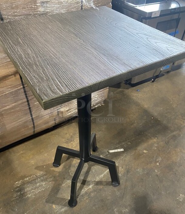 Wow! Brand New! OCS Ash Grey Finish Scratch Resistant Durowood Composite Bar Height Table! 24 By 24! Suitable For Indoor & Outdoor Use With Metal Bar Height Base!  - Image 7 of 9