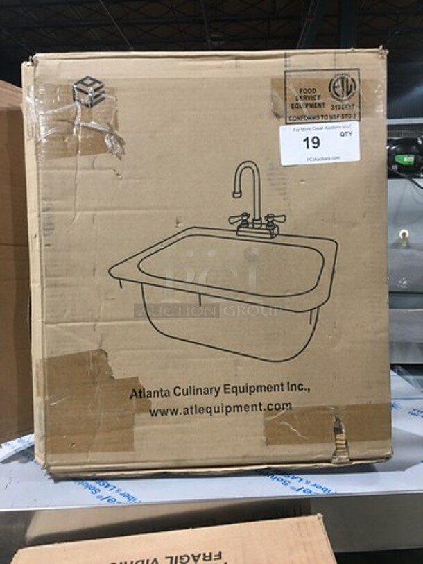 NEW! IN THE BOX! Atlanta Culinary Wall Mount Hand Sink! All Stainless Steel!