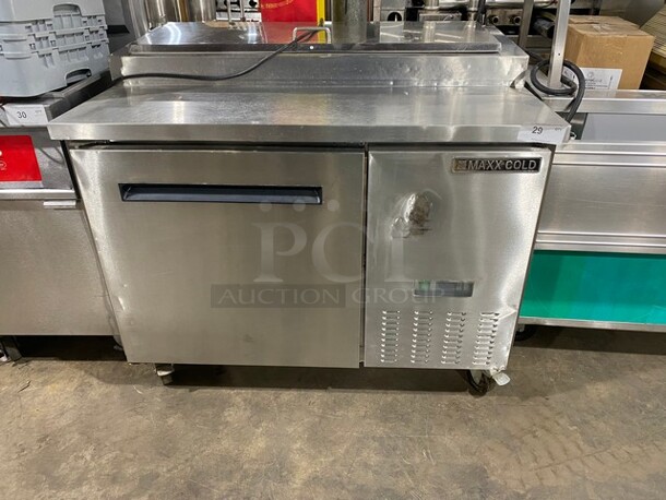 Maxx Cold Commercial Refrigerated Pizza Prep Table! With Single Door Storage Space! All Stainless Steel! On Casters! Model: MXCPP50 SN: 116342 115V 60HZ 1 Phase - Image 1 of 8