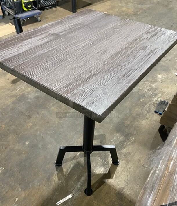 Wow! Brand New! OCS Ash Grey Finish Scratch Resistant Durowood Composite Bar Height Table! 24 By 30! Suitable For Indoor & Outdoor Use With Metal Bar Height Base!  - Image 3 of 7