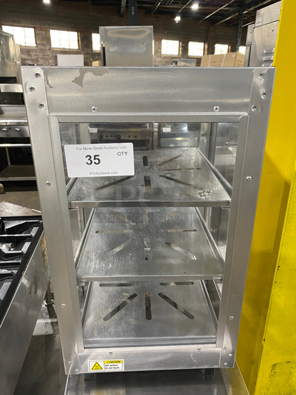 SWEET! Commercial Countertop Food Warmer Display Case! Glass All Around! With Single Access Door! Stainless Steel Body! On Small Legs!