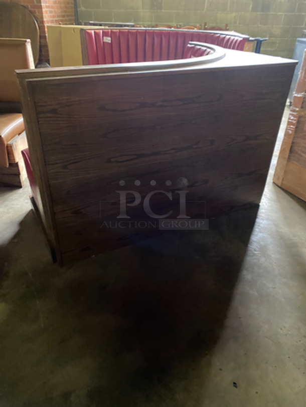 NEW! Single Sided Curved Red Cushioned Booth Seats! With Wooden Outline! Perfect For In The Corner Placement! 7x Your Bid! Can Be Connected With Any Booths Listed! - Image 4 of 7
