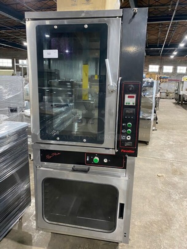 SWEET! Pavailler Commercial Full Size Baking Oven With Proofer! With Steam Line! Top For Baking & Bottom For Proofing! All Stainless Steel! On Legs! Model: T8LG SN: 2647 208/240V 60HZ 3 Phase