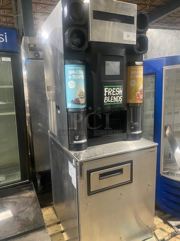 AMAZING! Manitowoc Multiplex Smoothie Workstation! On Single Door Undercounter Cooler! With Poly Bins! All Stainless Steel! Model: MB81 SN: 1611150001561 115V 60HZ 1 Phase - Image 1 of 11