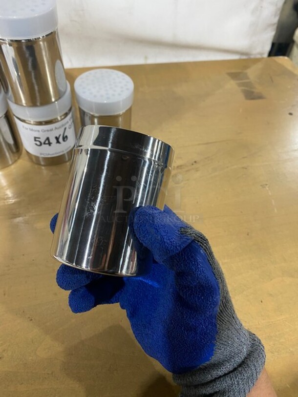 Stainless Steel Salt And Pepper Shakers With Handle And Lids! 6x Your Bid! - Image 6 of 7