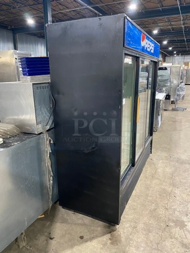 TRUE 3-Glass Sliding Door Merchandiser Refrigerator W/ Poly Coated Racks! 
Model GDM-69 Serial 1-4406957 115V/60Hz/ 1 Phase - Image 2 of 8