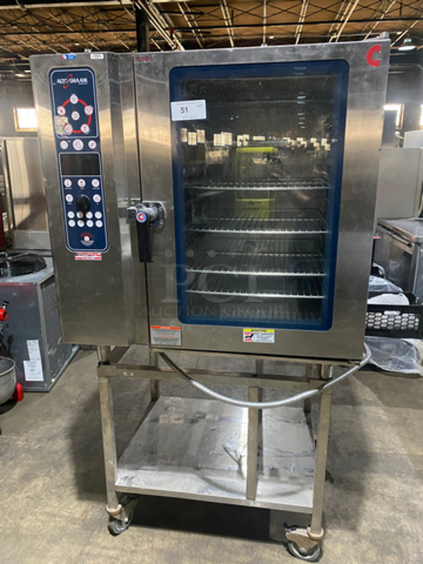 NICE! Alto Shaam Commercial Combitherm Convection Oven! With View Through Door! Metal Oven Racks! With Storage Space Underneath! All Stainless Steel! On Casters! Model: 10.18ML SN: 2210350503 208/240V 60HZ 1 Phase