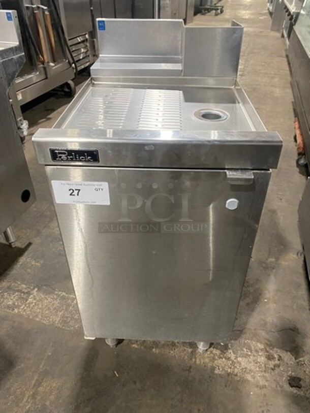 Perlick Under The Counter Drainboard! With Back Splash! With Storage Space Underneath! All Stainless Steel! On Legs! - Image 1 of 9