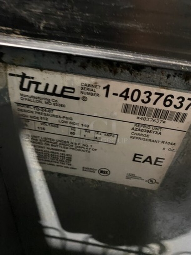True Commercial Under The Counter Bottle Cooler! With Single Stainless Steel Sliding Top Door! Model TD-24-07 Serial 14037637! 115V 1Phase! - Image 7 of 8