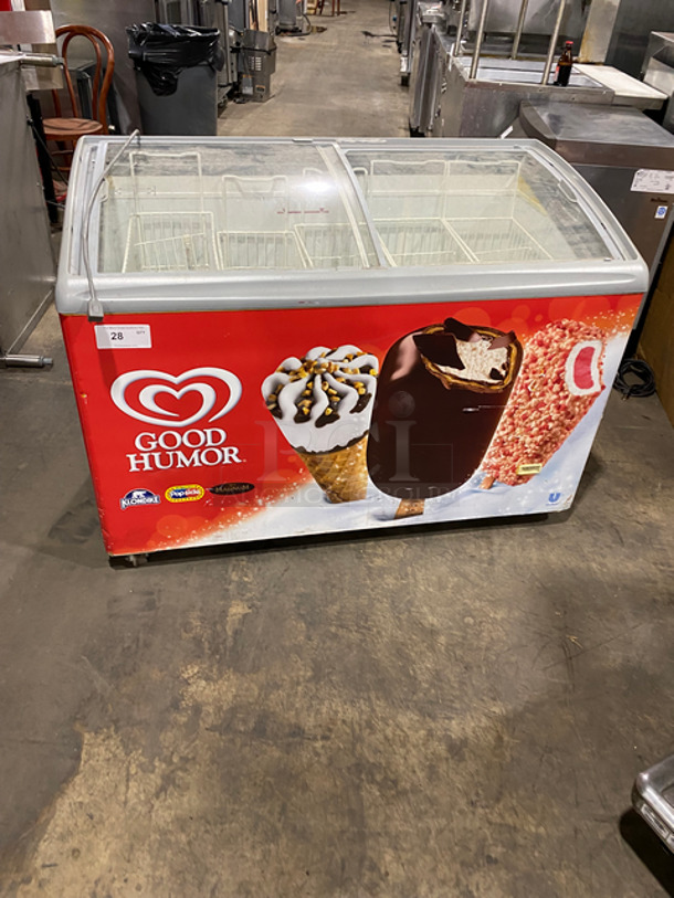 AHT Commercial Reach Down Ice Cream Chest Freezer Display! With Poly Coated Baskets! Model: RIOS125 SN: 60049000003503 120V 60HZ 1 Phase