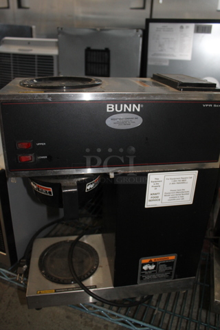 Bunn VPR Stainless Steel Commercial Countertop 2 Burner Coffee Machine w/ Poly Brew Basket. 120 Volts, 1 Phase.