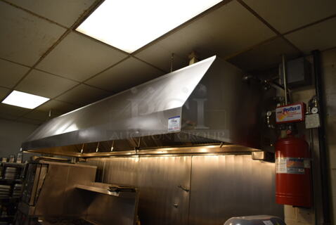 14.5' Stainless Steel Commercial Grease Hood w/ Lights and Filters. BUYER MUST REMOVE. (kitchen)