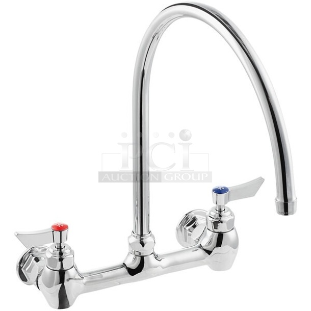 BRAND NEW SCRATCH AND DENT! Waterloo 750FW812G Wall Mount Faucet with 12" Gooseneck Spout and 8" Centers.  - Image 1 of 3