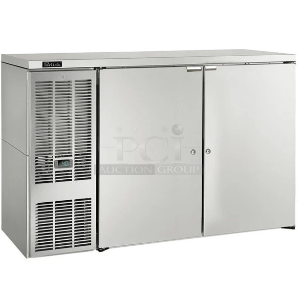 BRAND NEW! 2020 Perlick DDS60-RF-S-N-T-H1 Stainless Steel Commercial 2 Door Back Bar Cooler. 115 Volts, 1 Phase. Tested and Working!