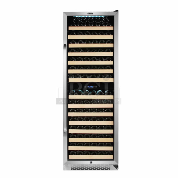 BRAND NEW SCRATCH AND DENT! Whynter BWR-1642DZ Metal Commercial Single Door Reach In 164 Bottle Dual Zone Wine Cooler Merchandiser. 120 Volts, 1 Phase. Tested and Working!