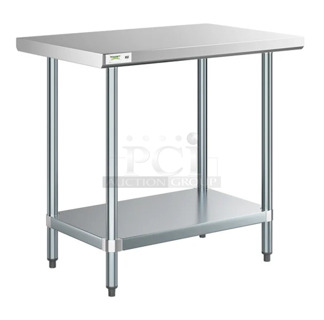 BRAND NEW SCRATCH AND DENT! Regency 600T2436G 24" x 36" 18-Gauge 304 Stainless Steel Commercial Work Table with Galvanized Legs and Undershelf