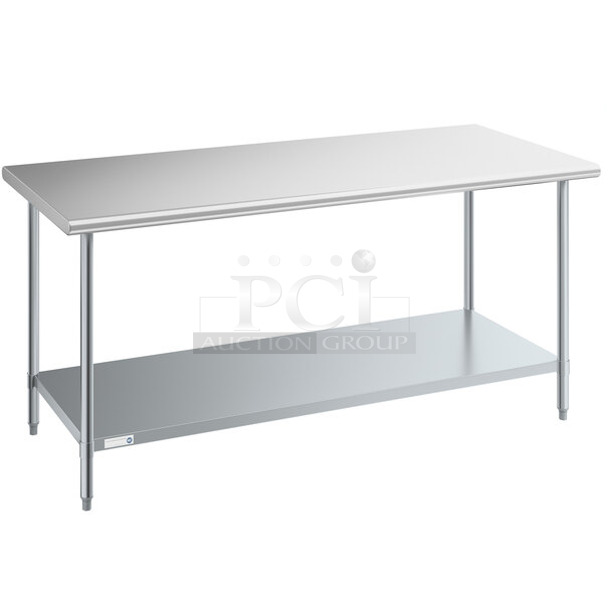 BRAND NEW SCRATCH AND DENT! Steelton 522ETSG3072 30" x 72" 18 Gauge 430 Stainless Steel Work Table with Undershelf - Image 1 of 2