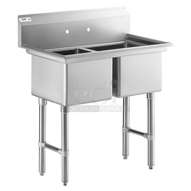 BRAND NEW SCRATCH AND DENT! Regency 600S21818 Stainless Steel 2 Bay Sink. No Legs. Bays 18x14 - Image 1 of 5