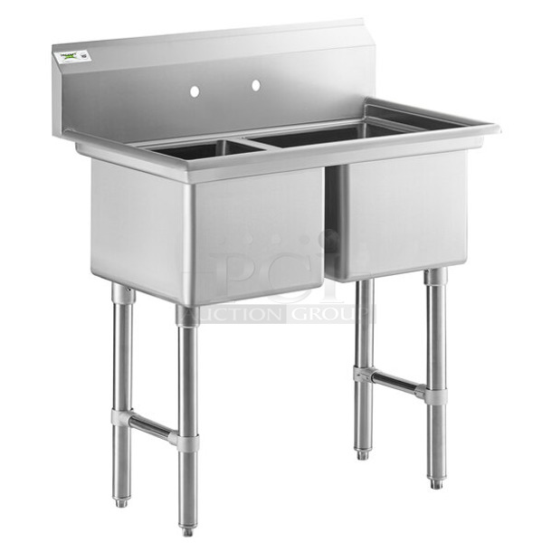 BRAND NEW SCRATCH AND DENT! Regency 600S21818 Stainless Steel 2 Bay Sink. No Legs. Bays 18x14 - Item #1114844