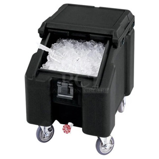 BRAND NEW SCRATCH AND DENT! Cambro CS100 SlidingLid™ Black Mobile Ice Bin - 100 lb. Capacity
