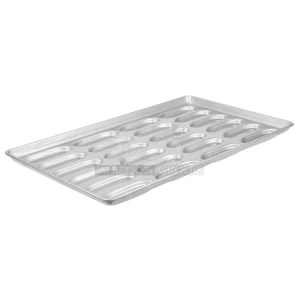 3 BRAND NEW SCRATCH AND DENT! 32642415 Chicago Metallic 42415 24 Mold Glazed Aluminized Steel Individual Hot Dog Bun Pan. 3 Times Your Bid!  - Image 1 of 4