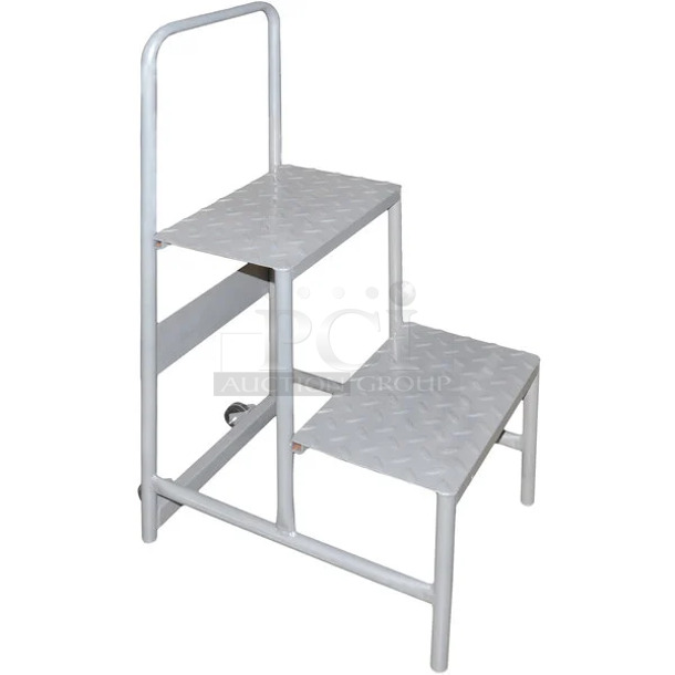 BRAND NEW SCRATCH AND DENT! Omcan Steel Two-Step Step Ladder with Bar 31368 - Image 1 of 5