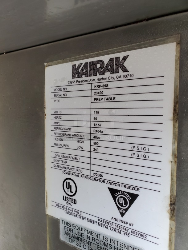 KAIRAK Three Door Prep Table|115V|on casters! - Image 4 of 5