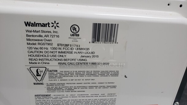 Rival 0.9 Cu. Ft. Black Microwave Oven

Not tested

(Location 2) - Image 3 of 3